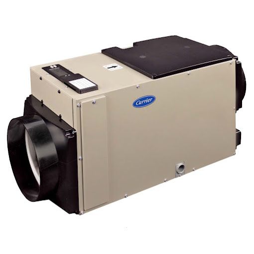 A picture of a carrier air conditioner on a white background.