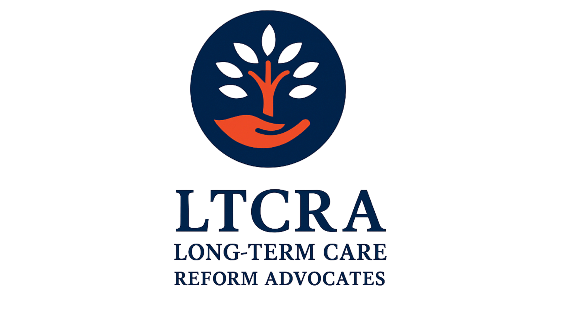 Logo for Long Term Care Reform Advocates: tree inside crescent, text below.