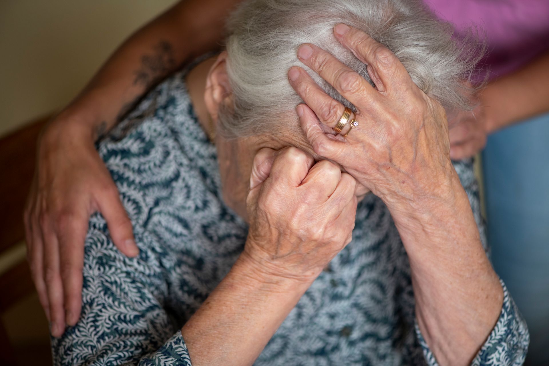 upset elderly lady