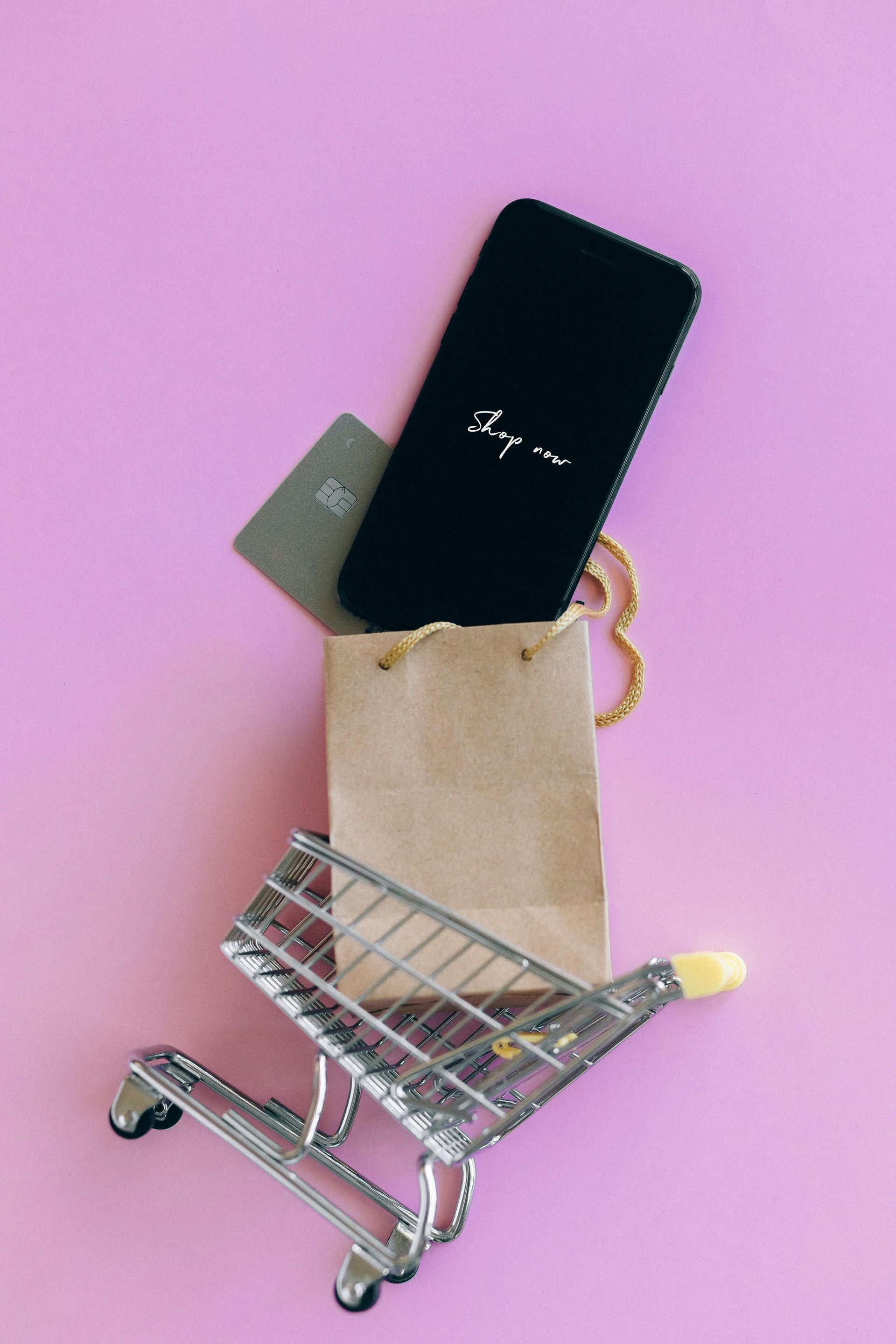 phone in shopping bag