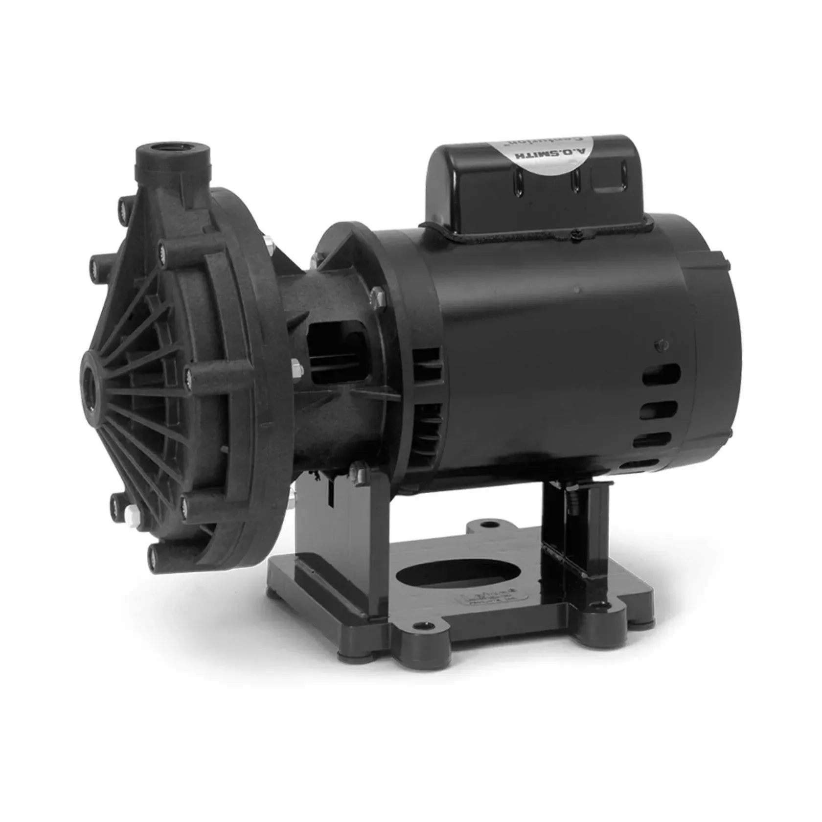 A black water pump with a motor attached to it