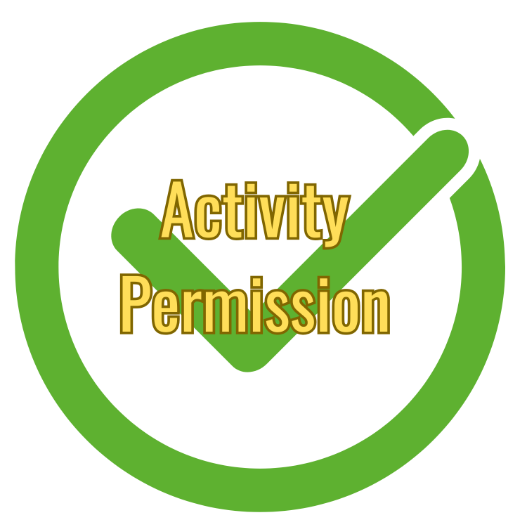 A green circle with the words activity permission inside of it