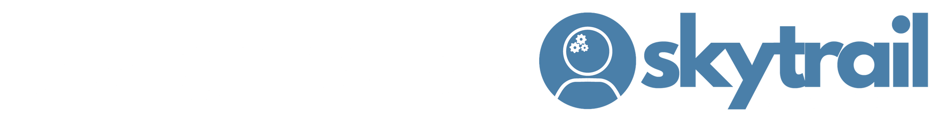 The blue logo for Skytrail, featuring a stylized circular icon of a person next to the word 