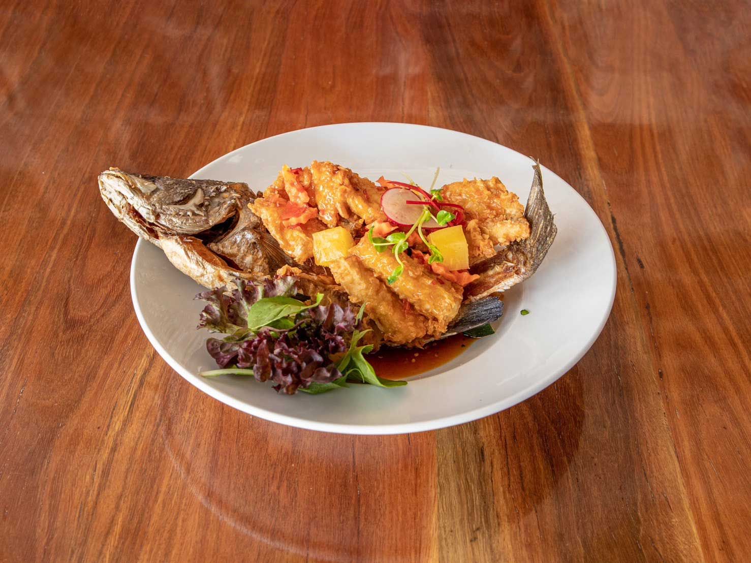 Deep Fried Whole Barramundi at Ruck Thai Restaurant Rozelle