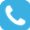 Blue phone icon, white phone receiver, for making calls.