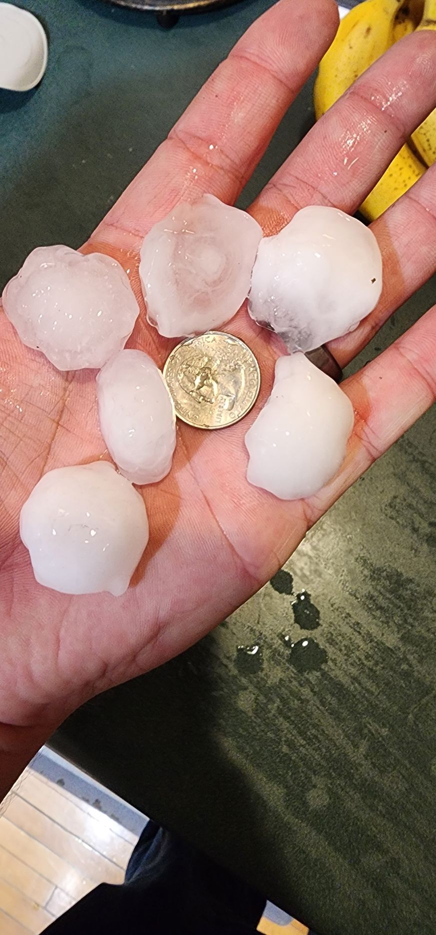Hand holding Hail Stones
