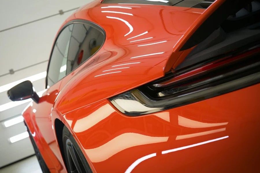 Close up of a shiny red car