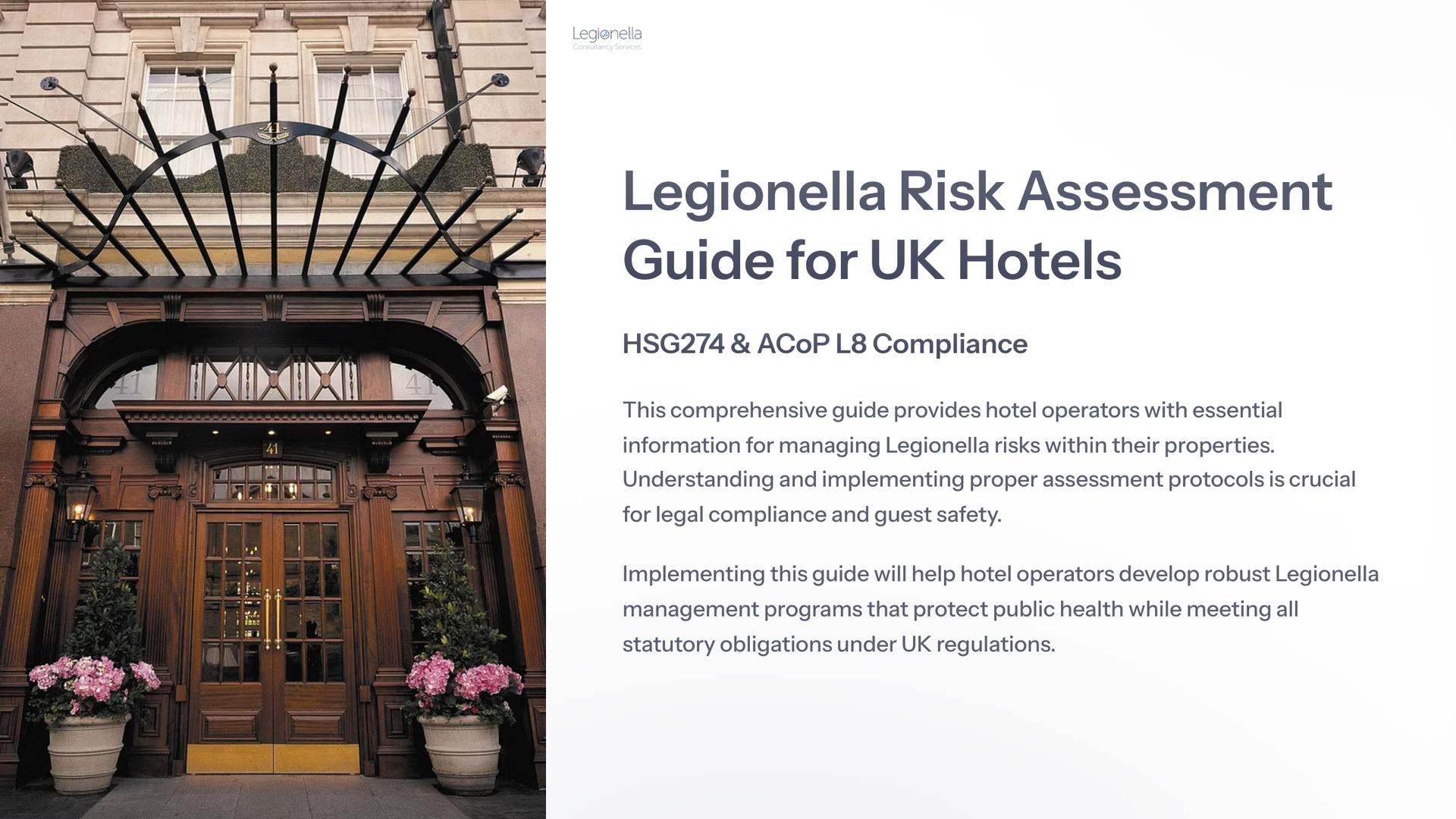 The legionella risk assessment guide for uk hotels is a guide for uk hotels.