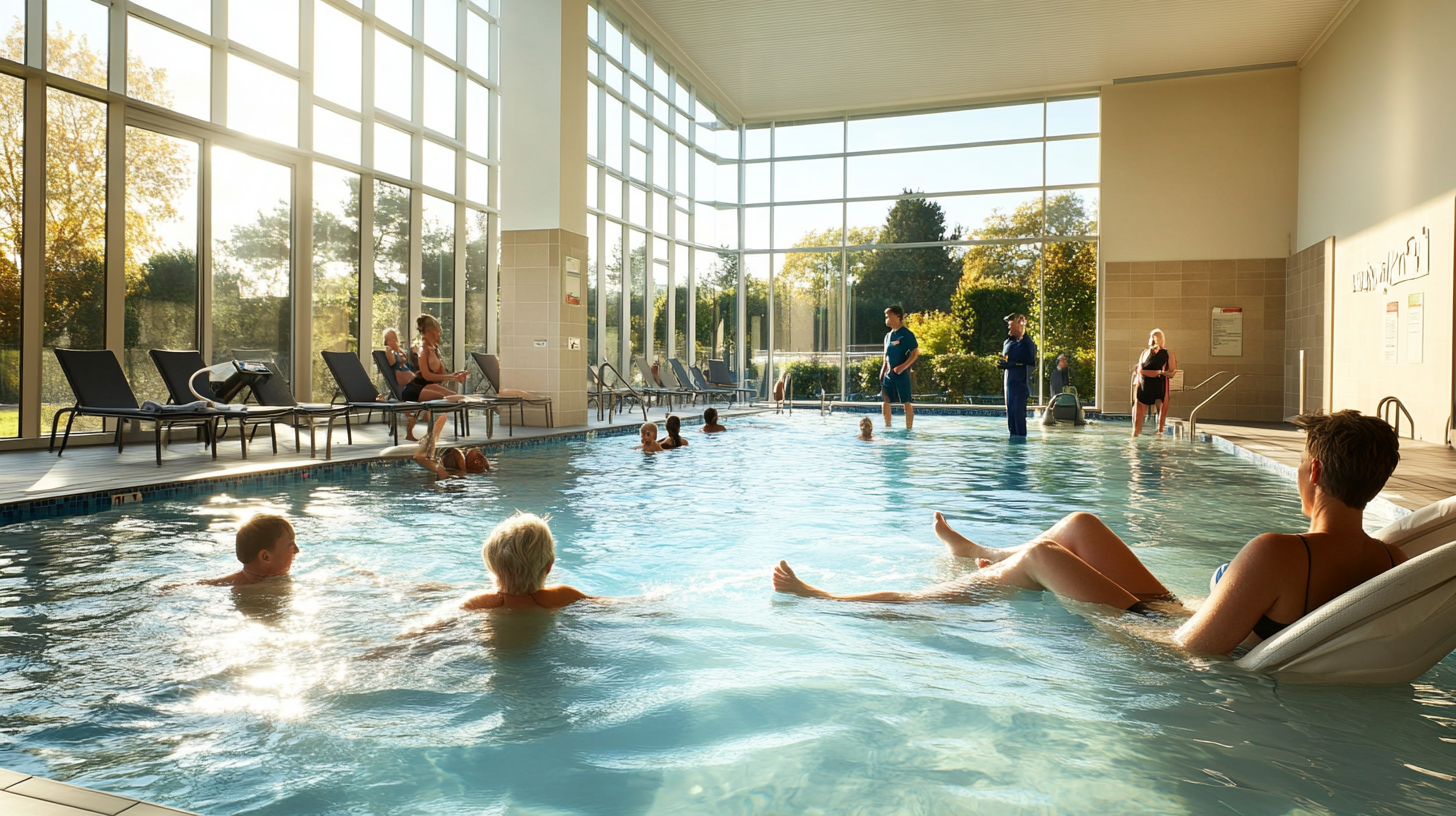 A person examines a complex plumbing system, writing on a clipboard. The system has red and blue pipes in a utility room.