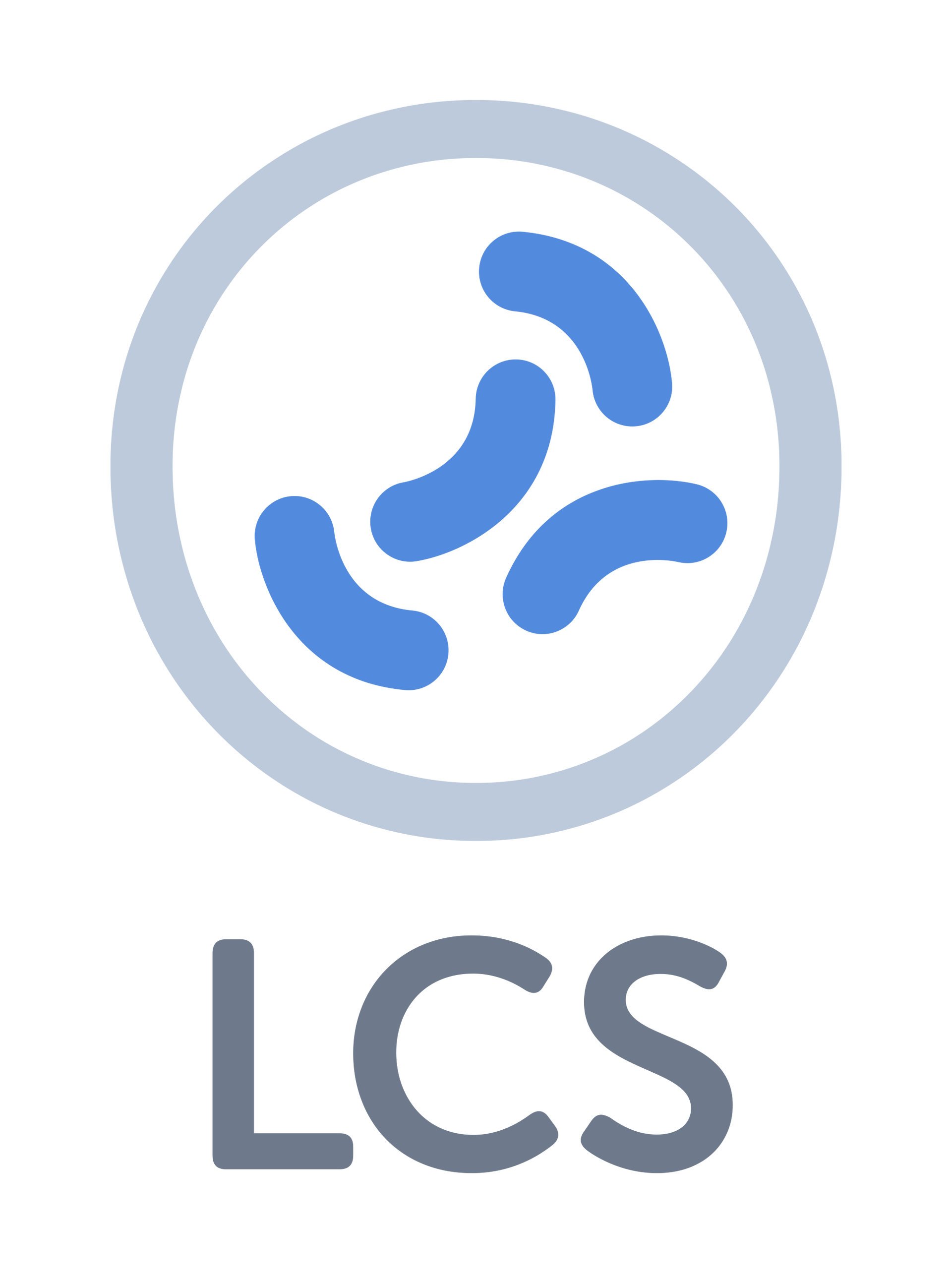 A blue bacteria icon in a white circle with the word lcs below it.