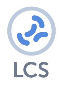 A blue bacteria icon in a white circle with the word lcs below it.