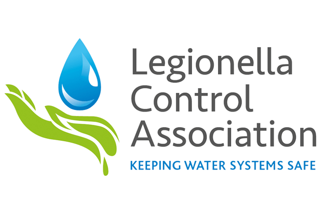 Logo: Blue water drop in green hand,