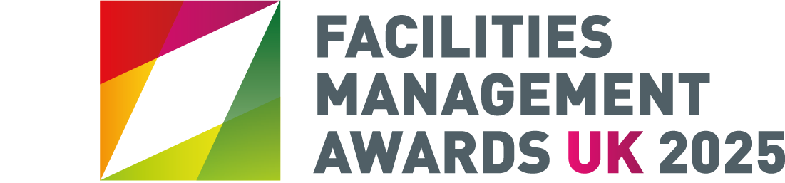 Facilities Management Awards UK 2025 logo with colorful geometric design.