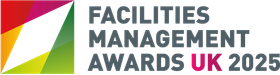 Logo for the Facilities Management Awards UK 2025: colorful geometric design and text.