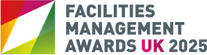 Logo for the Facilities Management Awards UK 2025: text next to a colorful geometric shape.