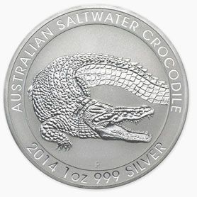 An australian saltwater crocodile silver coin from 2014