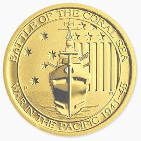 gold coin with battleship