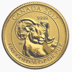 A gold coin with a picture of a ram on it.