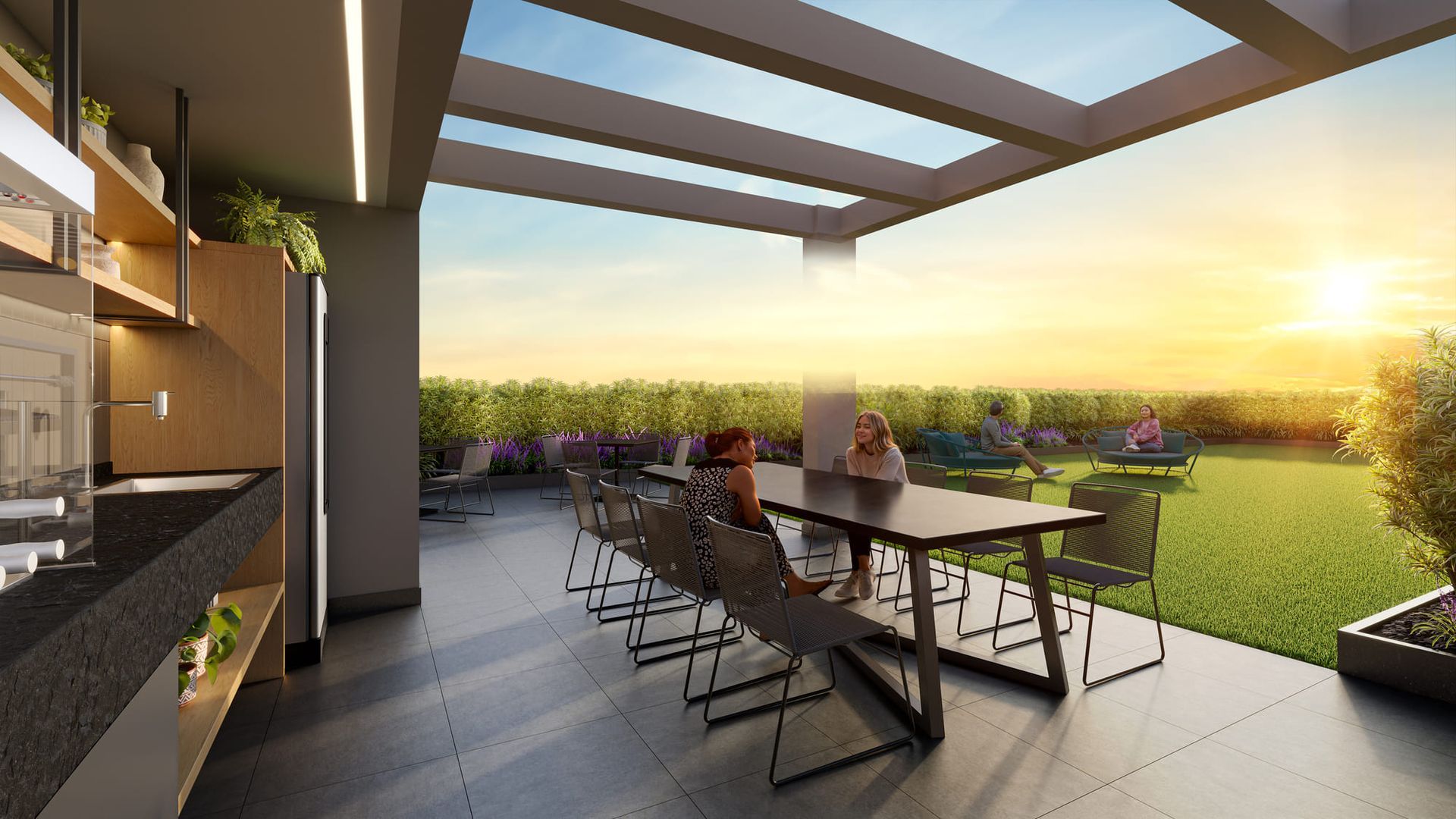 Perspectiva Ilustrada do sky garden do empreendimento Full Estaiada