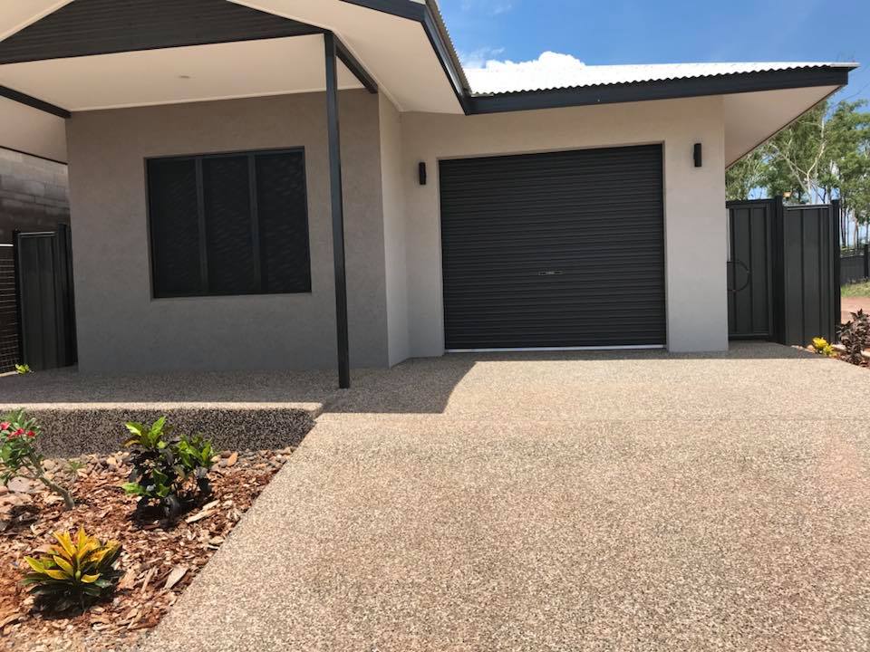 Residential Garage Aggregate Pathway — Olympic Concreting & Construction in Karama, NT