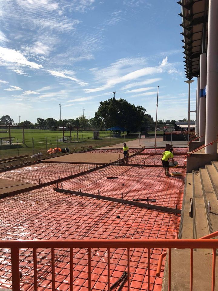 Workers At Stadium Construction Site — Olympic Concreting & Construction in Karama, NT