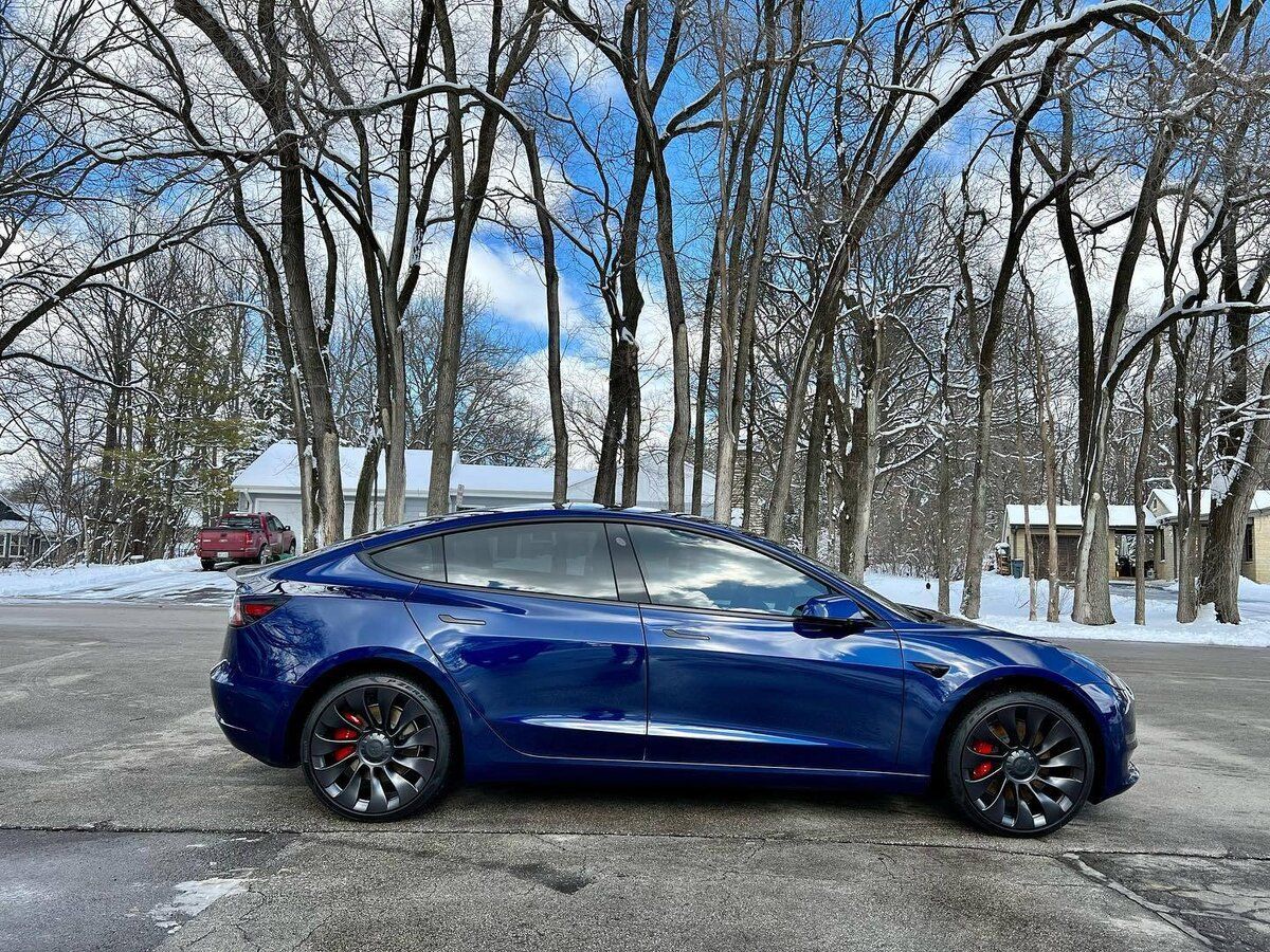 blue car with paint protection film