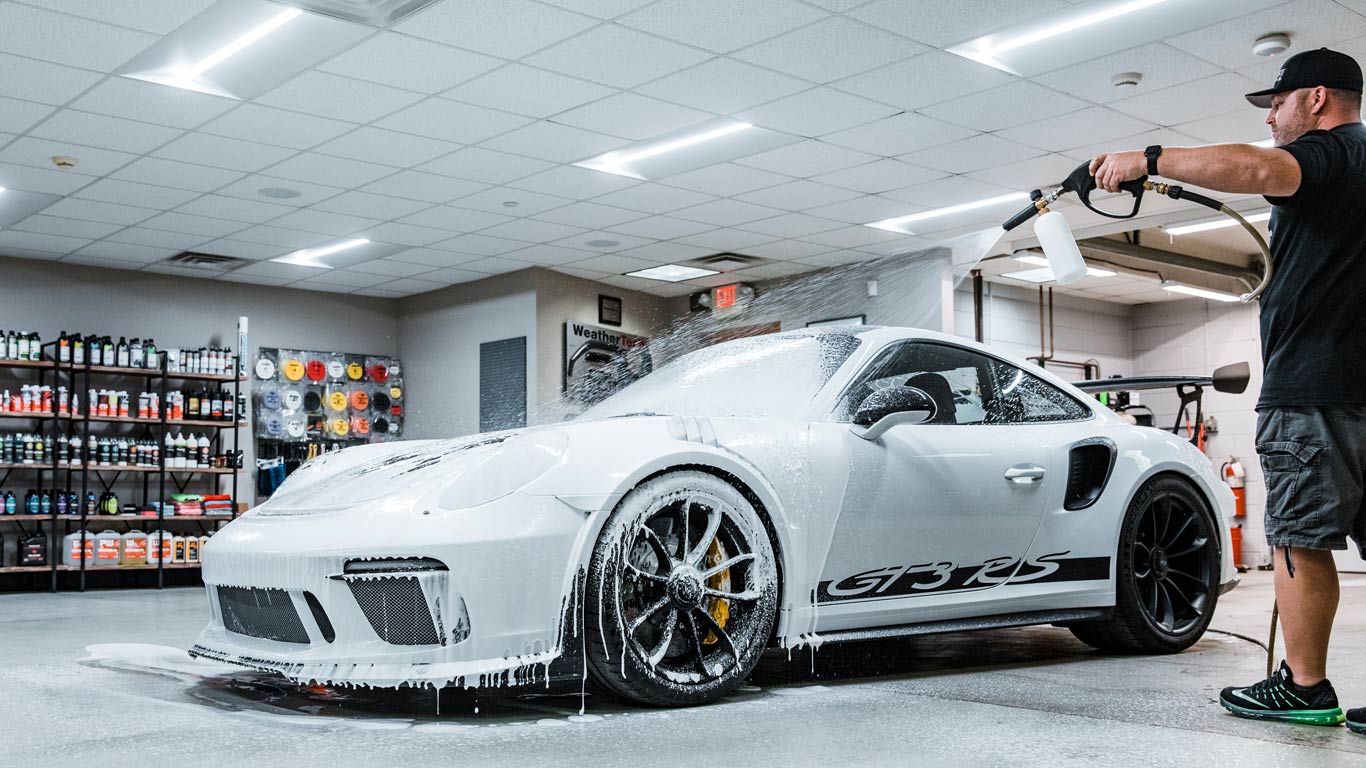 Porsche GT3RS Foam Cannon at Exquisite Auto Spa