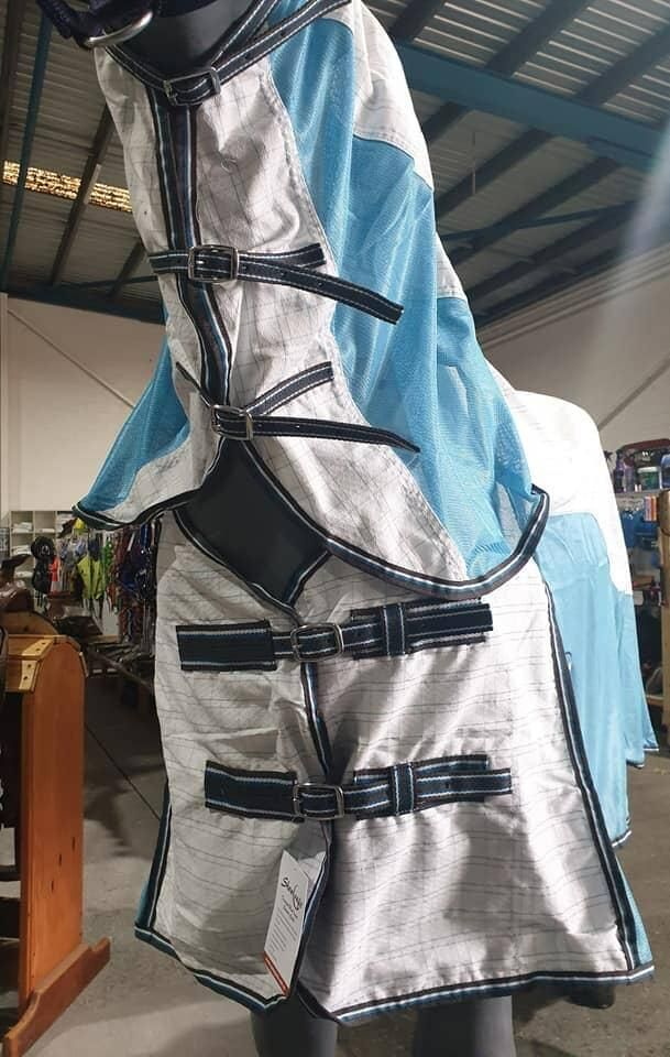 A Mannequin Is Wearing a Blue and White Horse Rug — Kempsey Produce & Saddlery in Kempsey, NSW