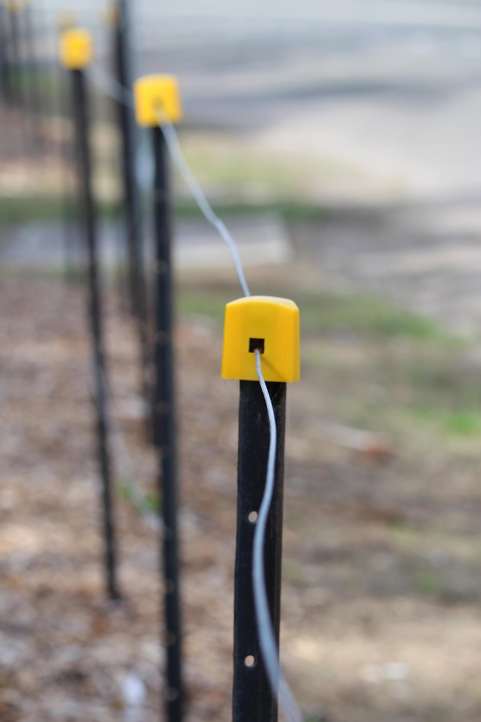 A Close up Of a Fence Post with A Yellow Cap on It — Kempsey Produce & Saddlery in Kempsey, NSW