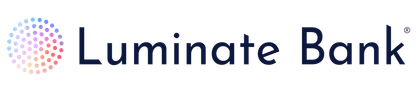 The logo for luminate bank has a circle of dots on it.