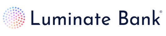 The logo for luminate bank has a circle of dots on it.