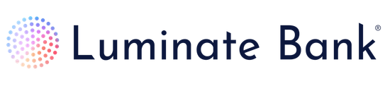 The logo for luminate bank has a circle of dots on it.