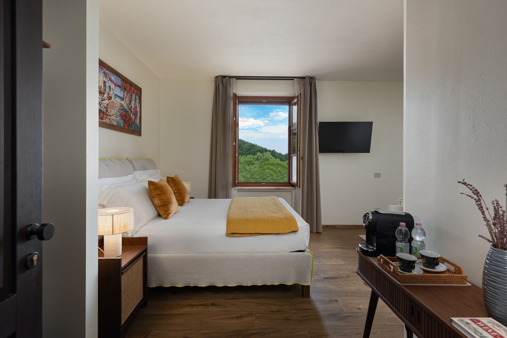 Luxury hotel suite in Tuscany.