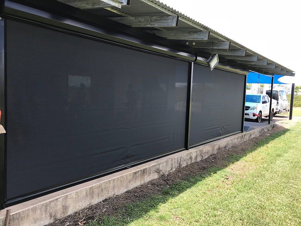 Ziptrak External Black Closed — External Awning in Darwin NT