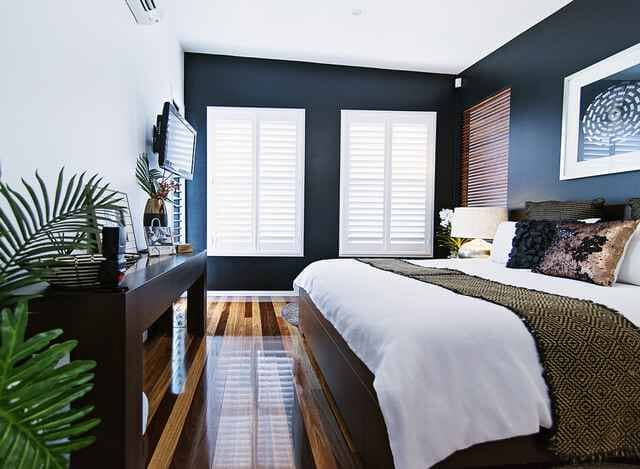HP White on Black Bedroom — Shutters in Darwin NT