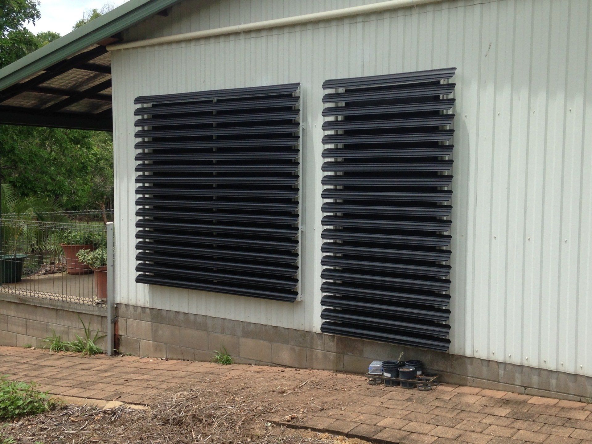 Black True Steel Lourve — Blinds in Darwin NT