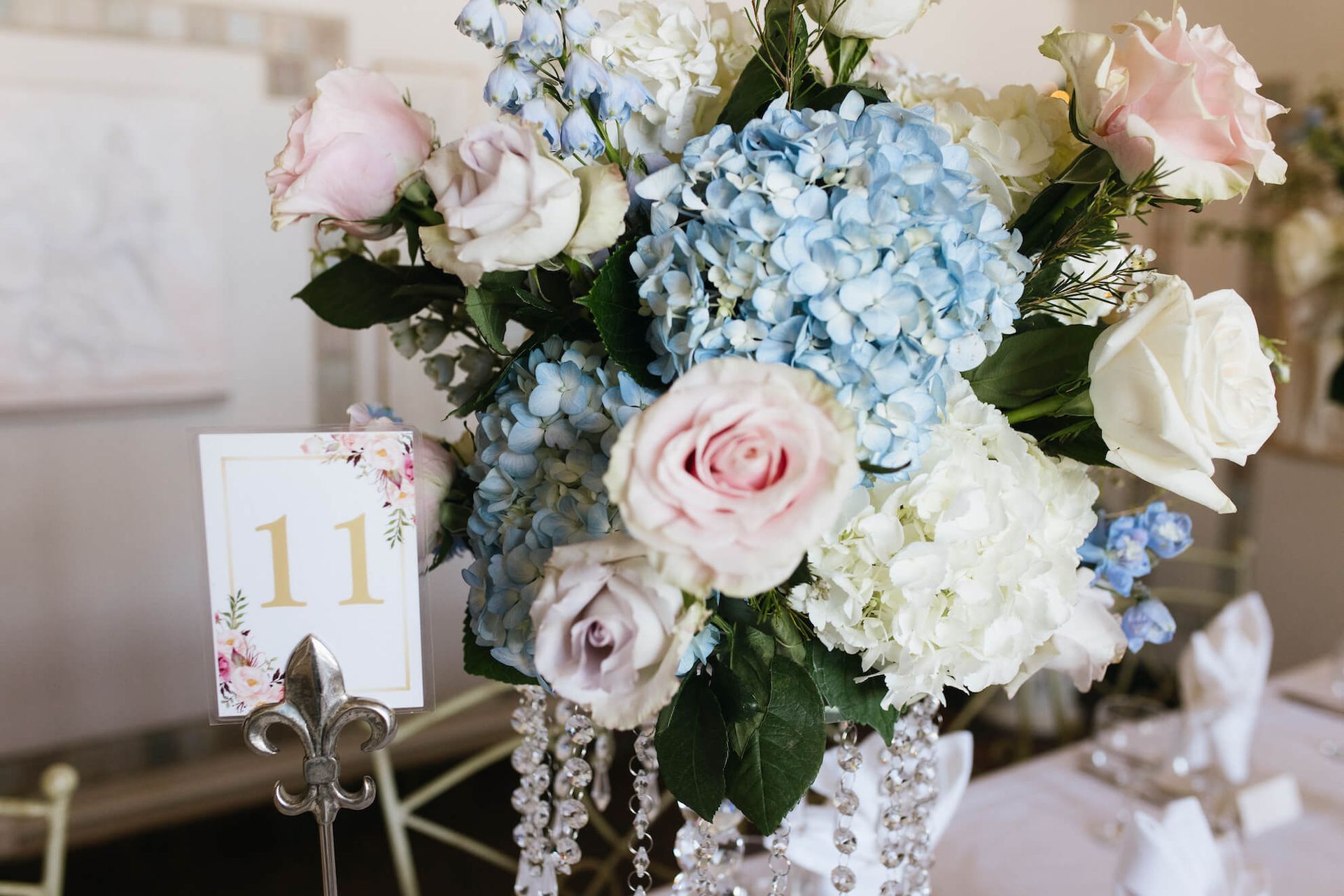 a table number with the number 11 on it