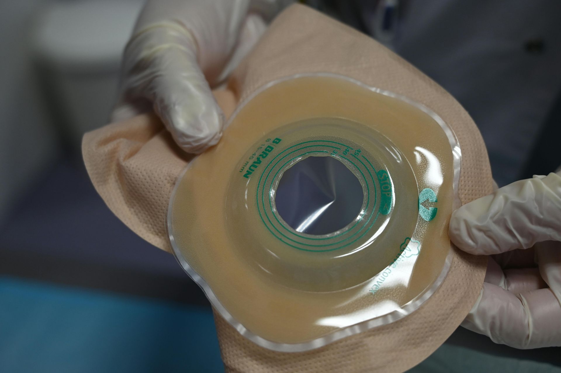 A person is holding a piece of plastic in their hands.