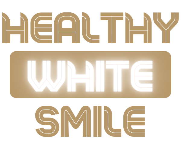 A sign that says healthy white smile on it.