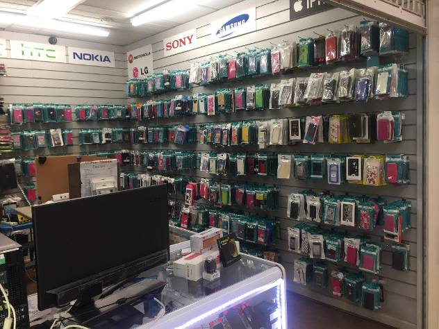 smartphones on display at a store