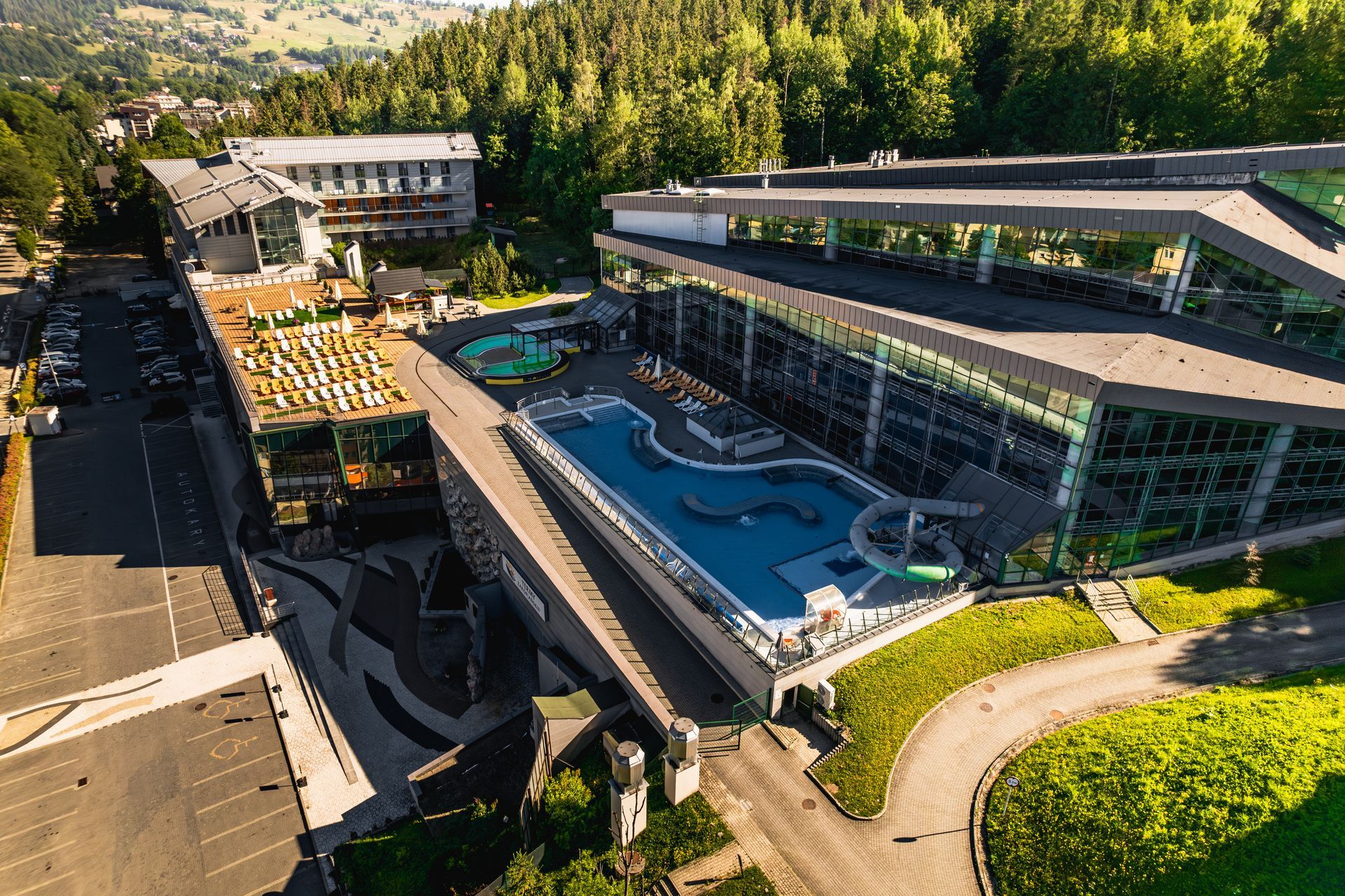 Termy Zakopiańskie — outdoor thermal pools in the heart of Zakopane with Tatra Mountain views