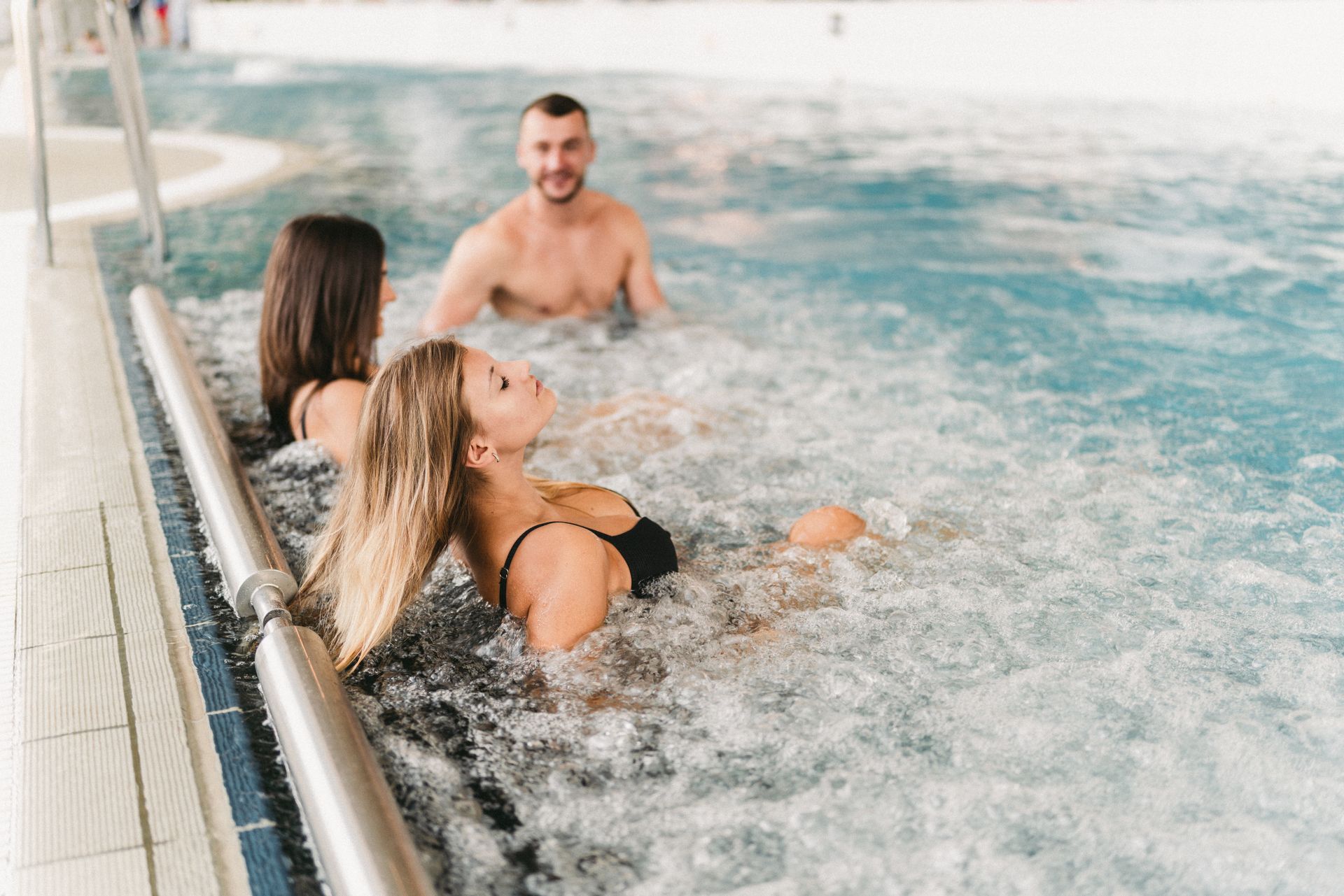 Termy Zakopiańskie evening — outdoor thermal pool illuminated at night Zakopane