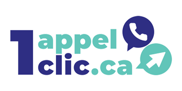 Un logo bleu et vert pour appel clic.ca
