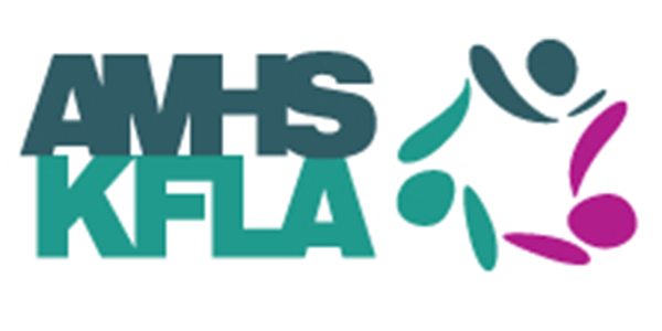 A logo for amhs kfla with a person running