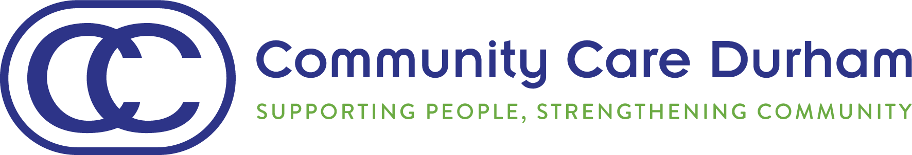 A logo for community care durham supporting people strengthening community