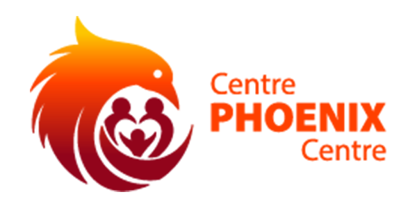 A logo for centre phoenix centre with a phoenix and a heart