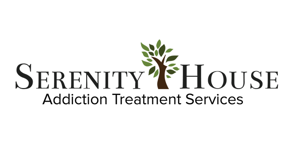 The serenity house addiction treatment services logo has a tree on it.