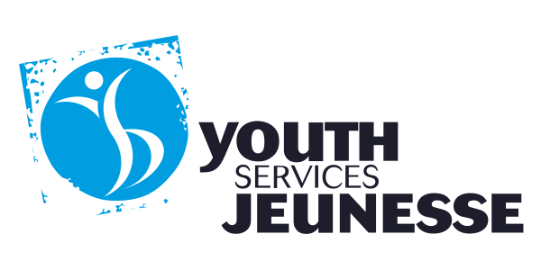 The logo for youth services jeunesse has a blue circle with a person in it.