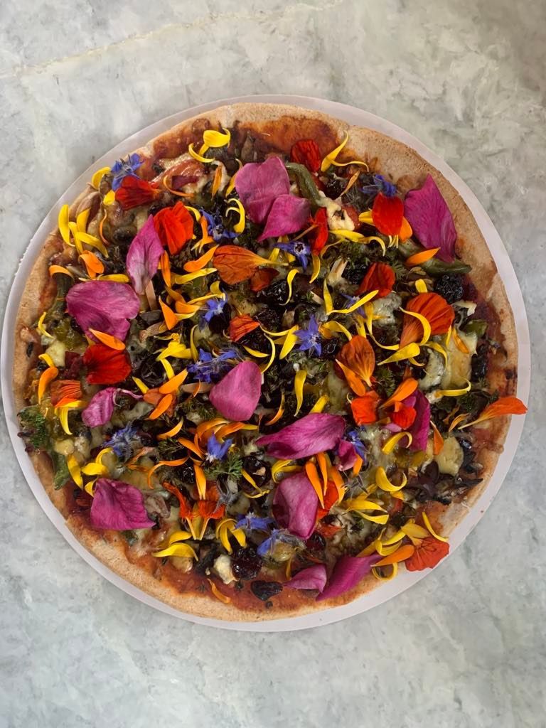 colorful edible flowers.