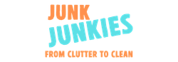 Logo reading “Junk Junkies” in orange and turquoise, with the tagline “From Clutter to Clean” below.